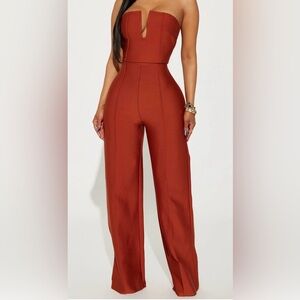 Fashion Nova Strapless Rust Jumpsuit UNIQUE COLOR SOLD OUT ONLINE